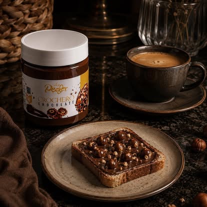 Pecder hazelnut chocolate spread served with toast and coffee